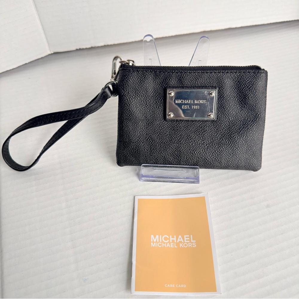 Michael Kors Black Leather Wristlet Pouch